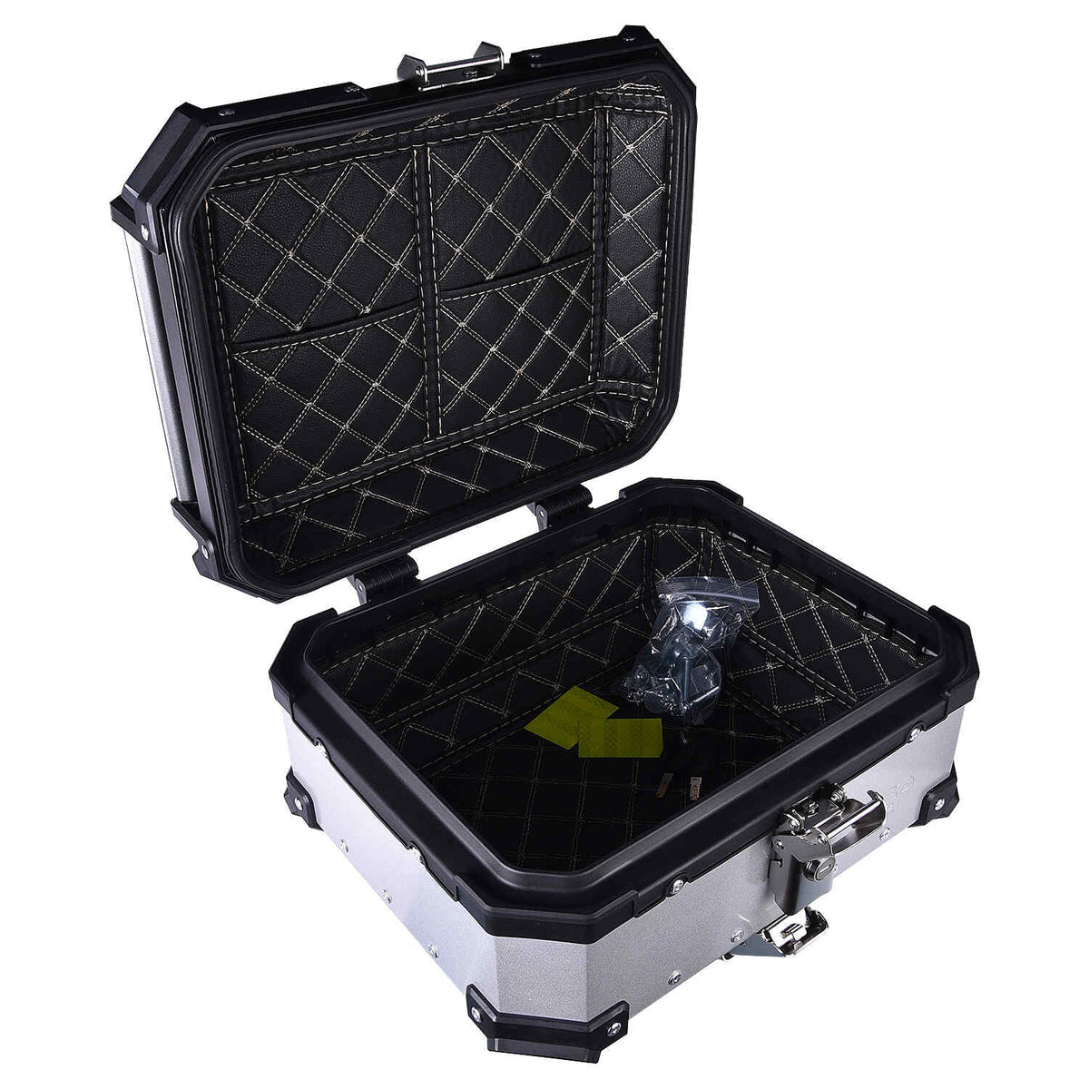 LGP 25L motorcycle top box silver variant installed on bike