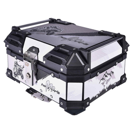LGP 25L motorcycle top box white graphic installed on bike