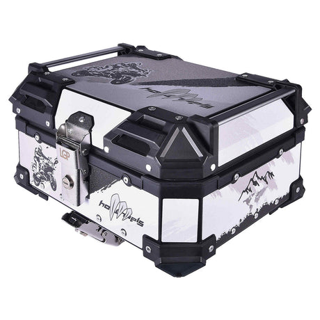 LGP 25L motorcycle top box white graphic installed on bike