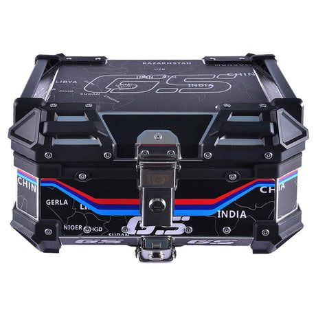 LGP 25L motorcycle top box white graphic installed on bike