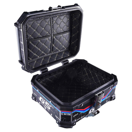 LGP 25L motorcycle top box white graphic installed on bike