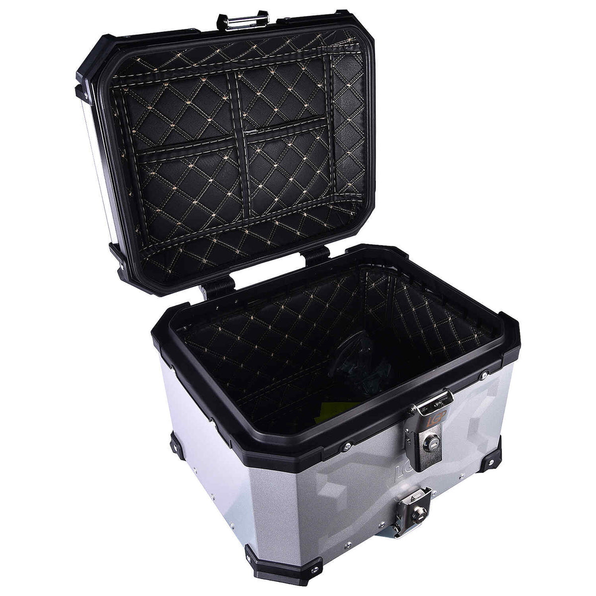 LGP 36L Type X silver motorcycle top box with backrest