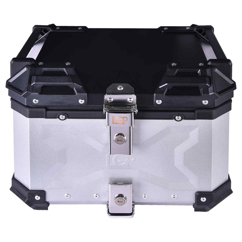 LGP 36L Type X aluminium motorcycle top box with backrest silver

