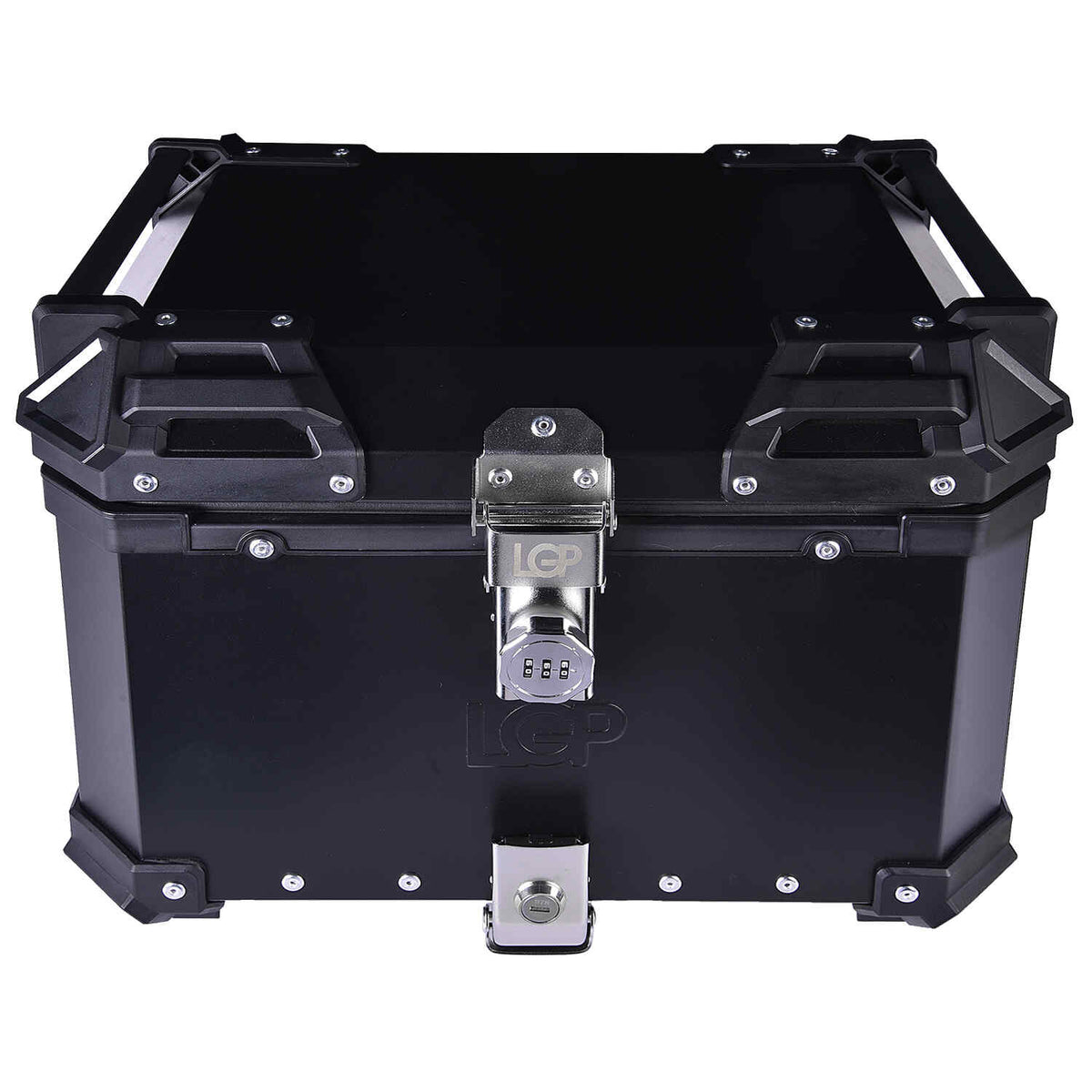LGP 45L black motorcycle top box with number lock and backrest