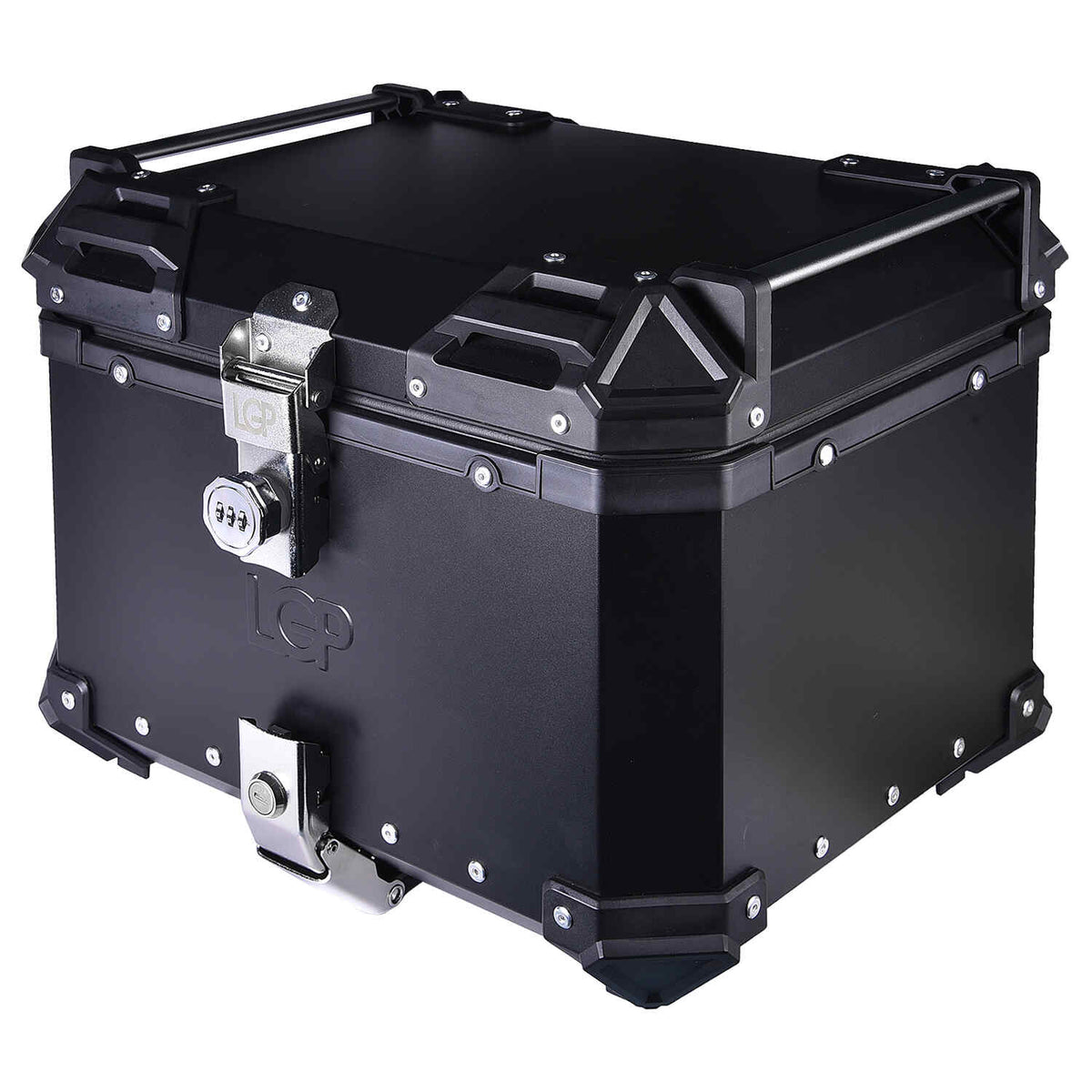 LGP 45L black motorcycle top box with number lock and backrest