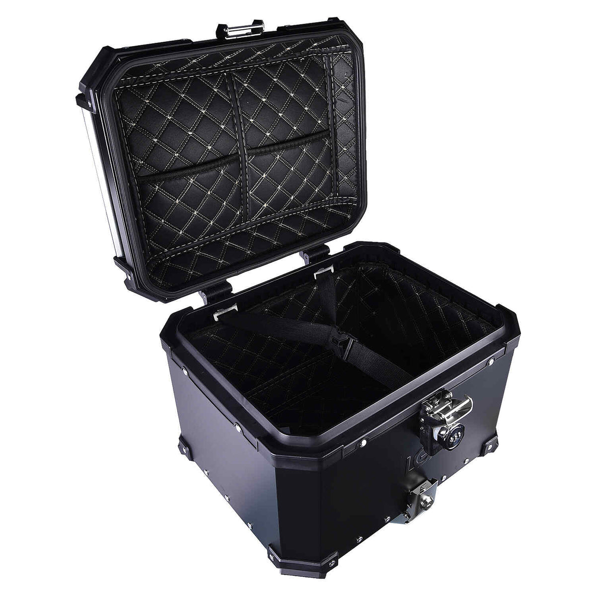 LGP 45L black motorcycle top box with number lock and backrest