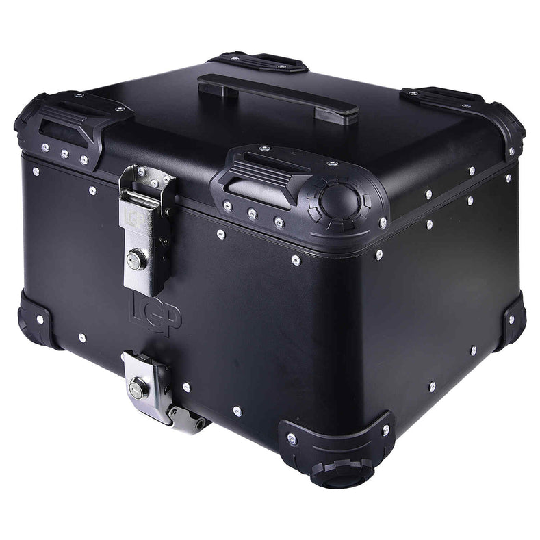 LGP 45L aluminum motorcycle top box black round corner with backrest