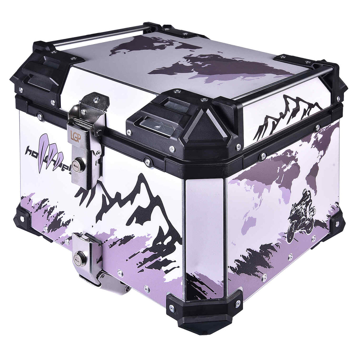 LGP 45L white graphics motorcycle top box aluminum