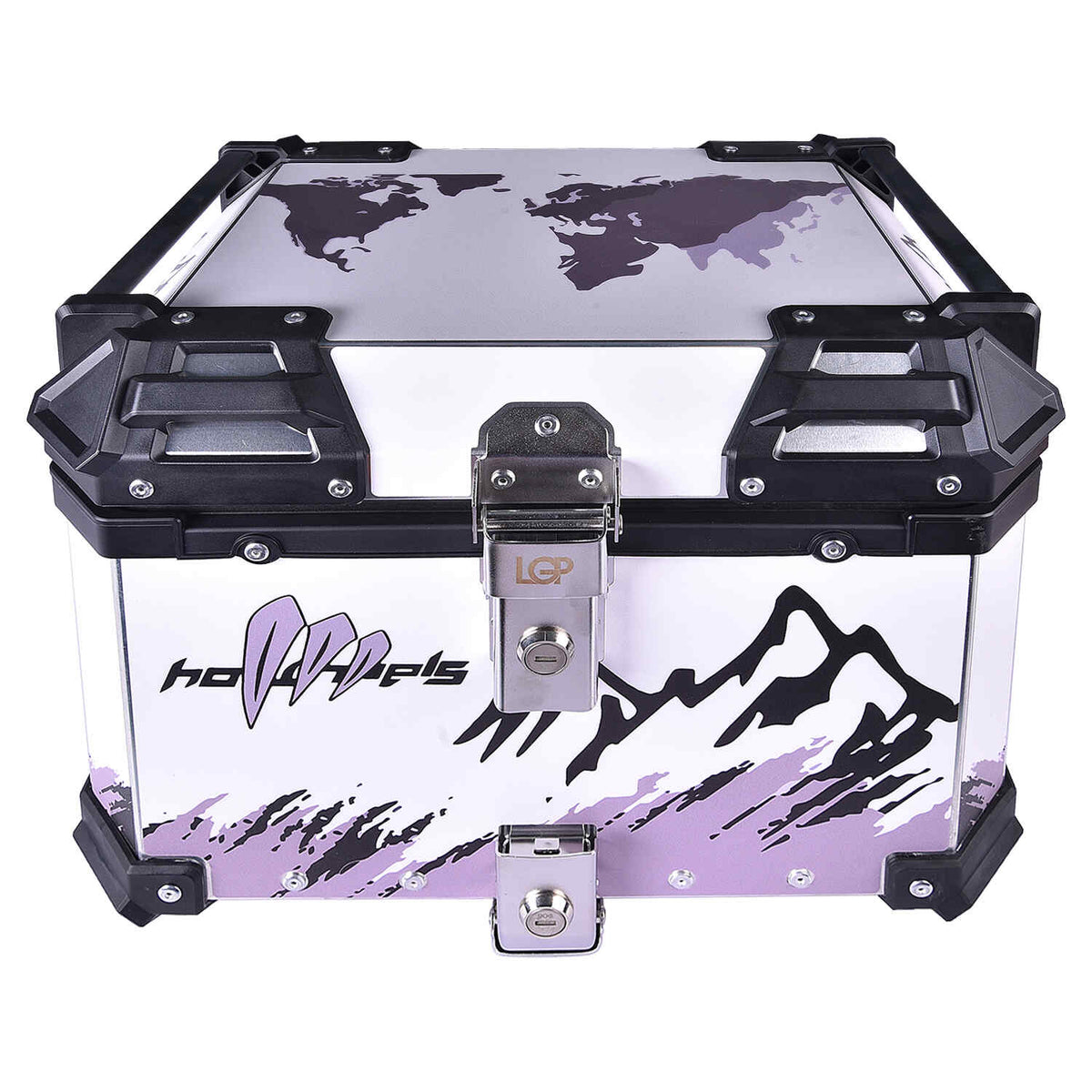 LGP 45L white graphics motorcycle top box aluminum