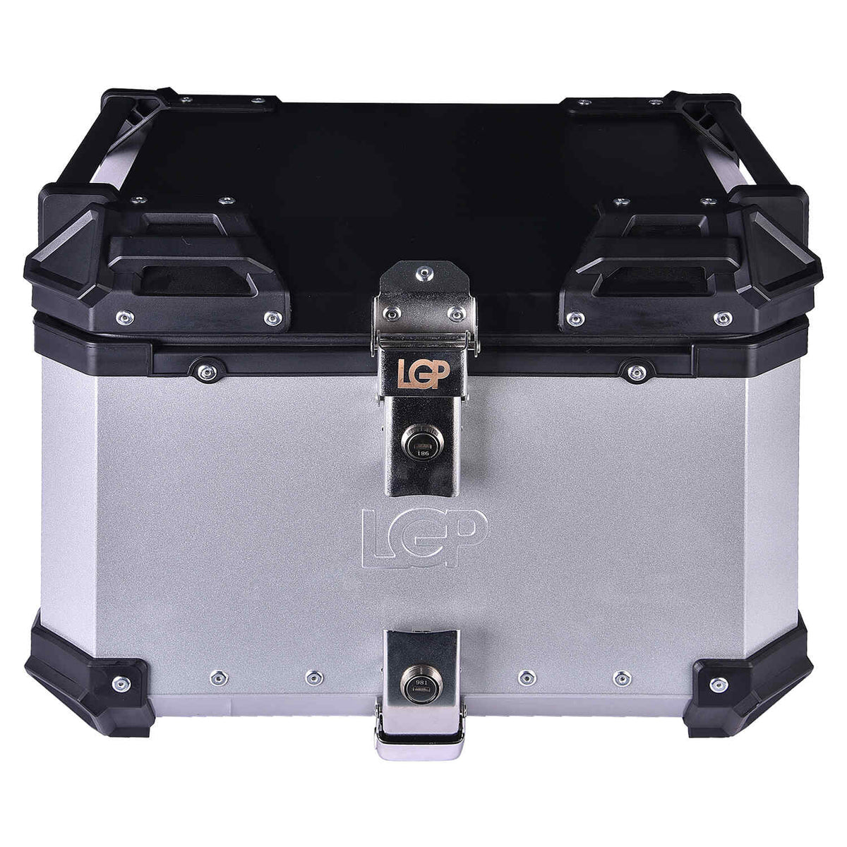 LGP 45L motorcycle top box black aluminum with backrest