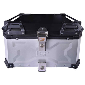 LGP 55L Type X silver aluminum motorcycle top box with backrest

