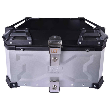 LGP 55L Type X silver aluminum motorcycle top box with backrest

