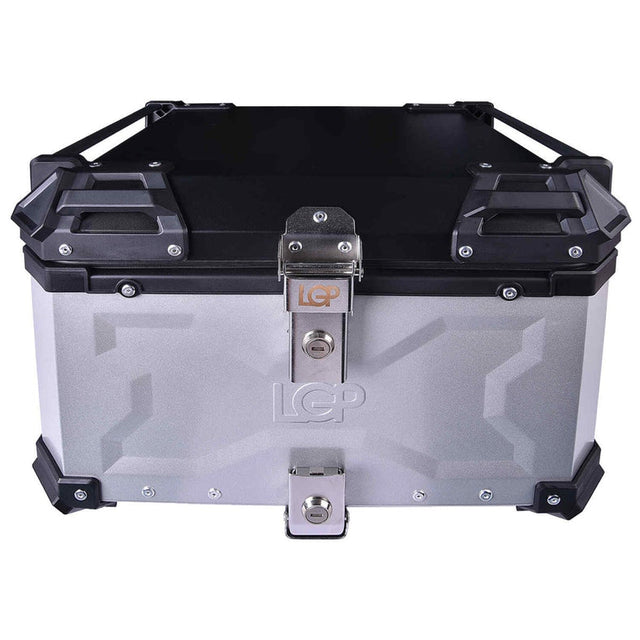 LGP 55L Type X silver aluminum motorcycle top box with backrest

