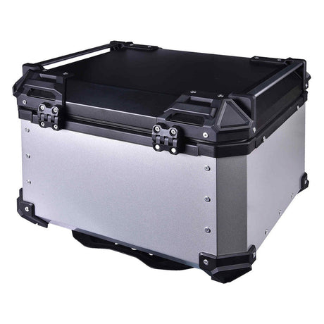 LGP 55L Type X silver aluminum motorcycle top box with backrest

