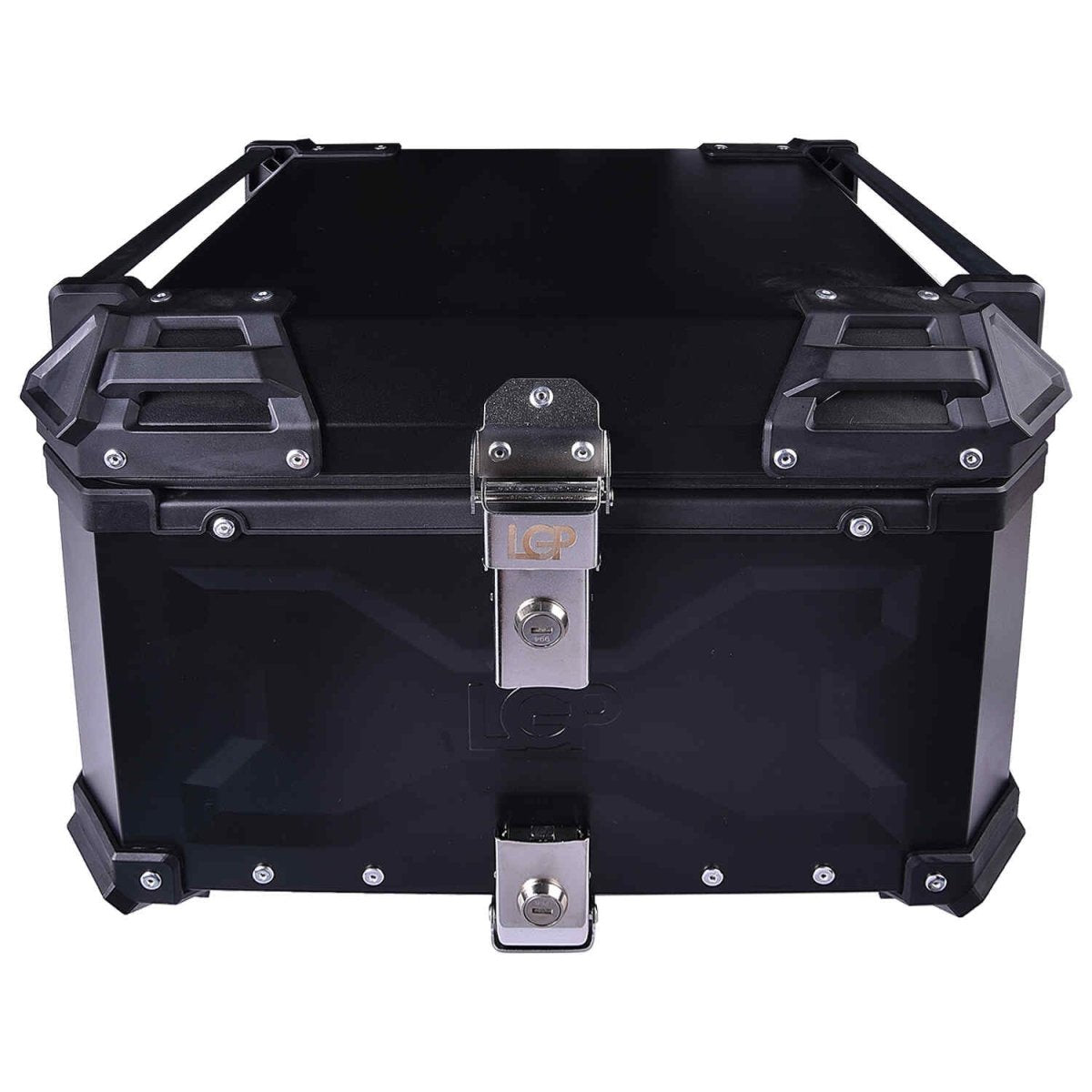 LGP 55L Type X silver aluminum motorcycle top box with backrest

