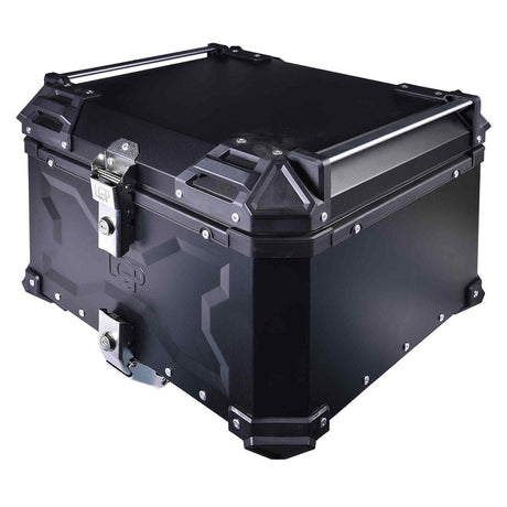 LGP 55L Type X silver aluminum motorcycle top box with backrest

