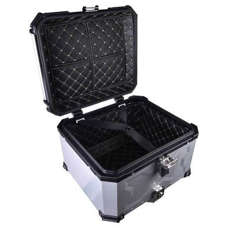 LGP 55L Type X silver aluminum motorcycle top box with backrest

