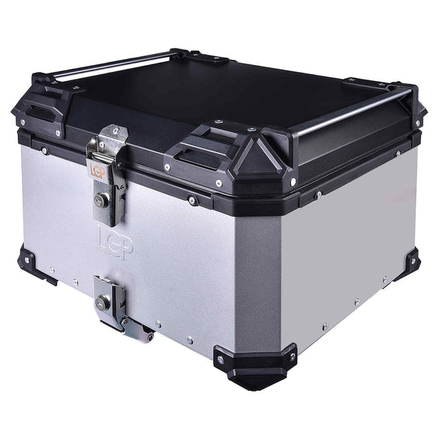LGP 55L motorcycle top box black aluminum with backrest