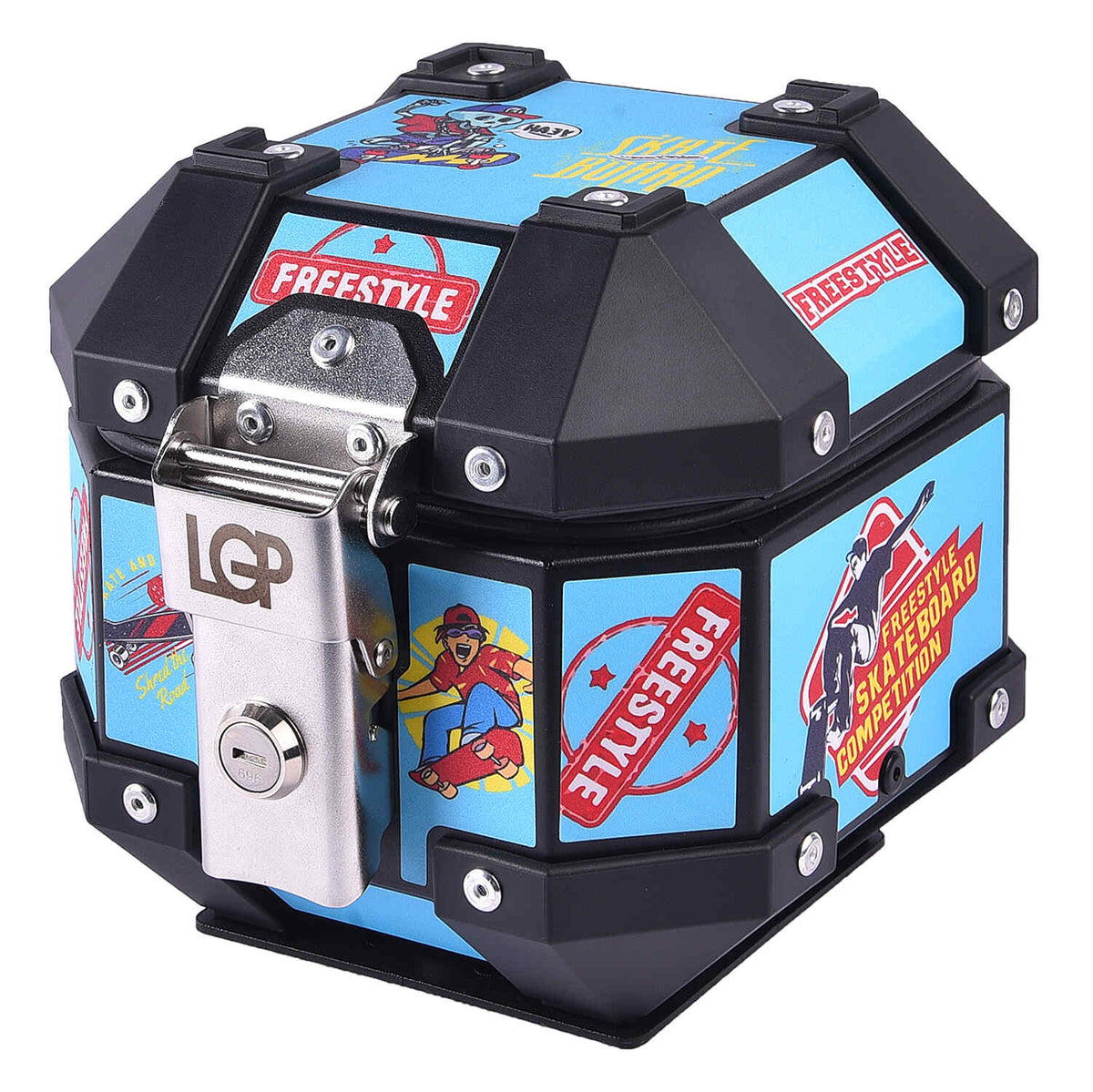 LGP 5L white graphics motorcycle top box aluminum