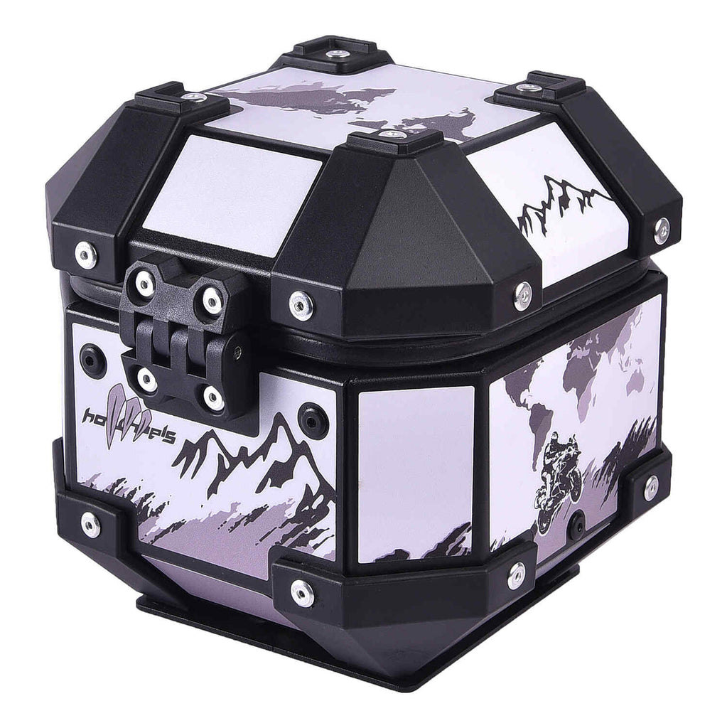 LGP 5L white graphics motorcycle top box aluminum