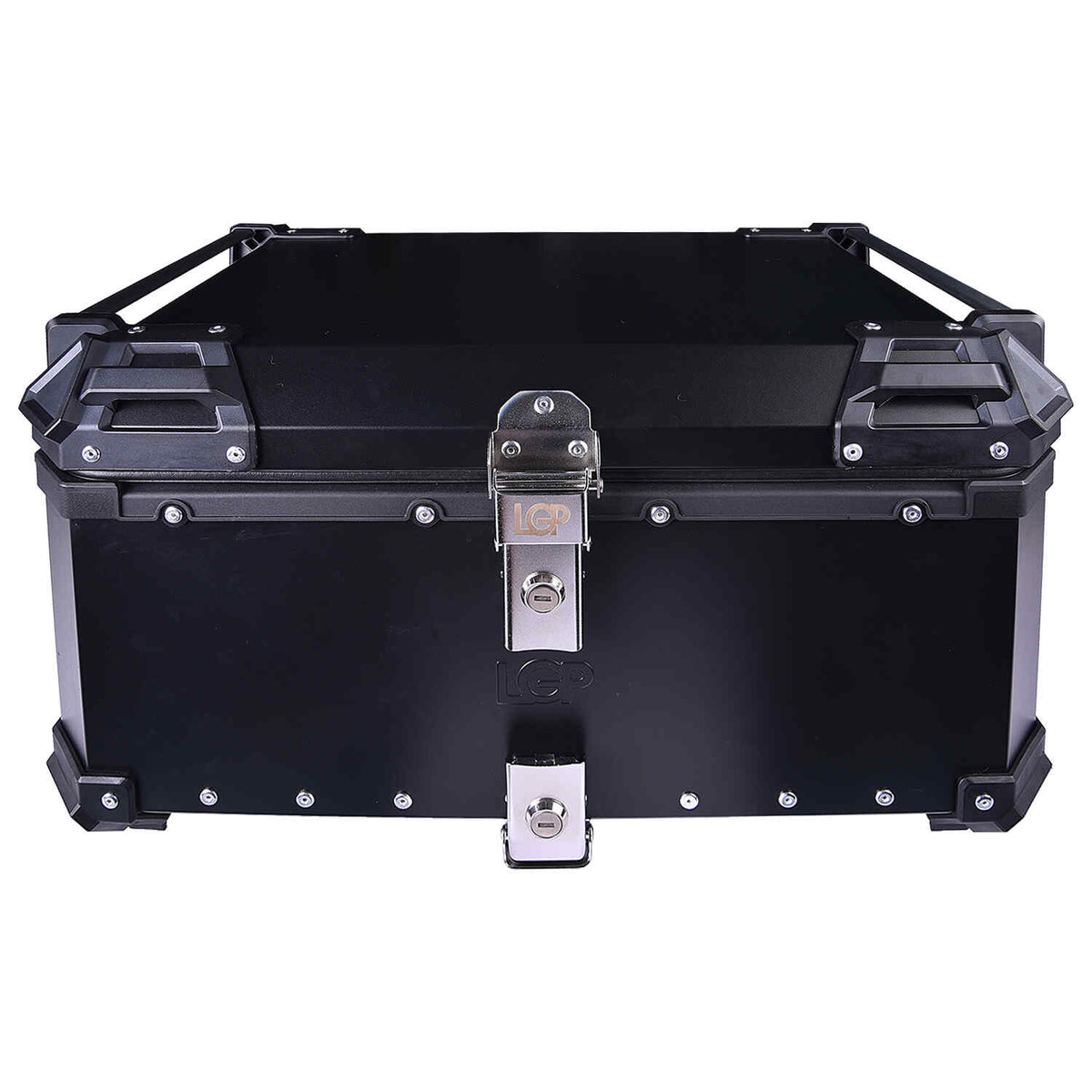 LGP 65L motorcycle top box black aluminum with backrest