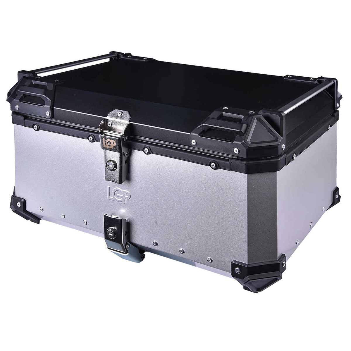 LGP 65L motorcycle top box black aluminum with backrest