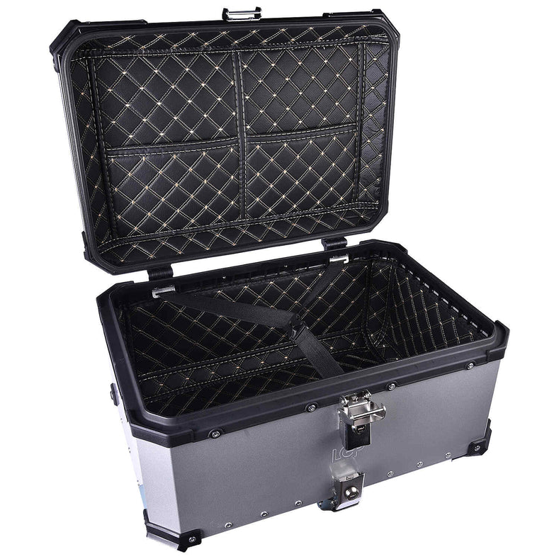 LGP 65L motorcycle top box black aluminum with backrest