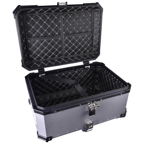 LGP 65L motorcycle top box black aluminum with backrest