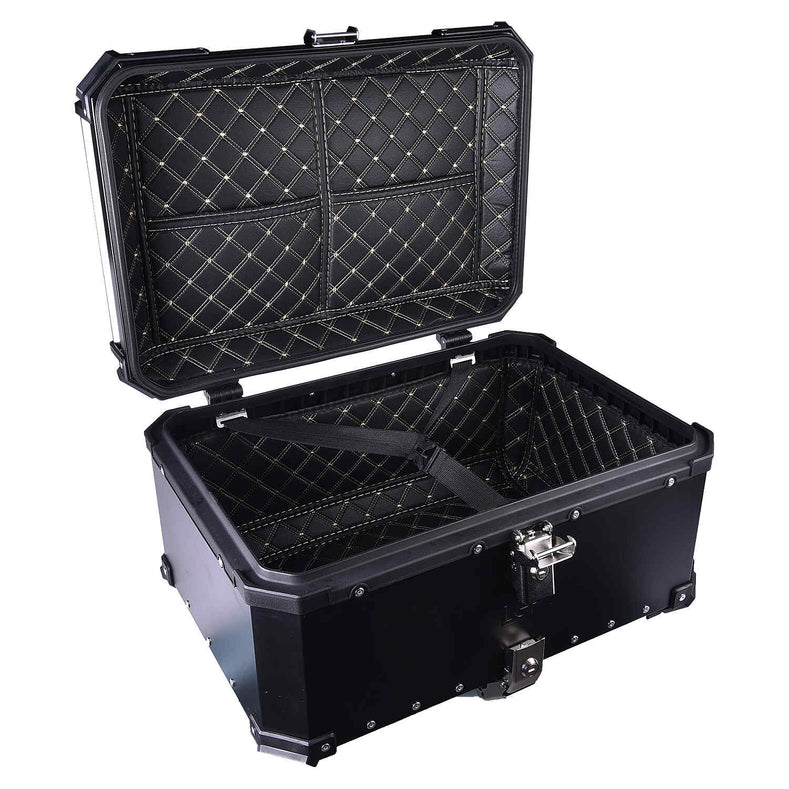 LGP 65L motorcycle top box black aluminum with backrest