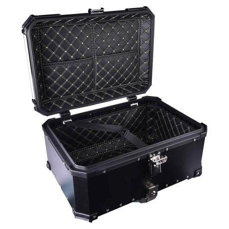 LGP 65L motorcycle top box black aluminum with backrest