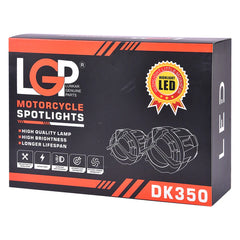 LGP SPOTLIGHT DK 350 Applicable models: motorcycles, electric vehicles Light color: low beam yellow, high beam white Color temperature: 3000K-6000K Input voltage: 12V-36V Waterproof grade: Ip67 Lumen: 7000LM Power: 60W