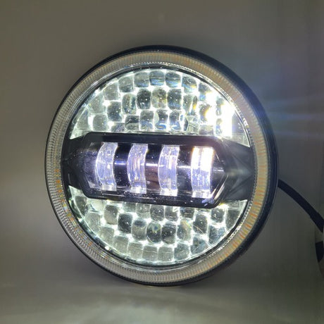 LIU HJG 7 Inch Diamond Cut Round Led Headlight