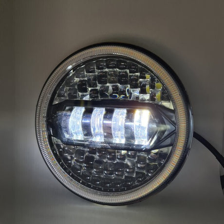 LIU HJG 7 Inch Diamond Cut Round Led Headlight