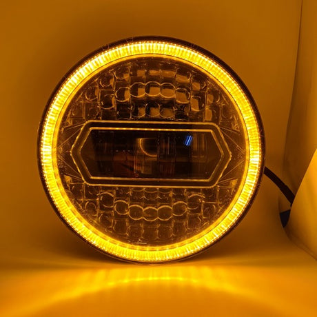 LIU HJG 7 Inch Diamond Cut Round Led Headlight