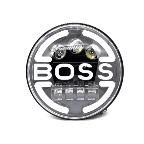 LIU HJG 7 Inch Round Headlight Compatible with Royal Enfield, Jeep & Harley Davidson (Harley Boss Headlight)