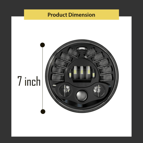 LIU HJG 7 Inch Round Headlight with Turn Signal Indicator & Hi/Low Beam for Bullet, Mahindra Thar