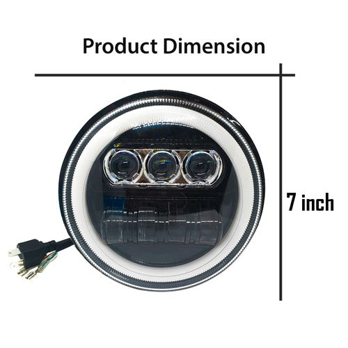 LIU HJG New Round LED Headligh Fits in Jawa with High Beam, Low Beam (12V-80V 75W)