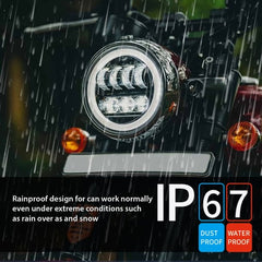 LIU HJG New Round LED Headligh Fits in Jawa with High Beam, Low Beam (12V-80V 75W)