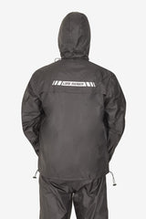 Lone Ranger Black Waterproof Motorcycle Rain Suit Jacket and Pants Set with Reflective Strips