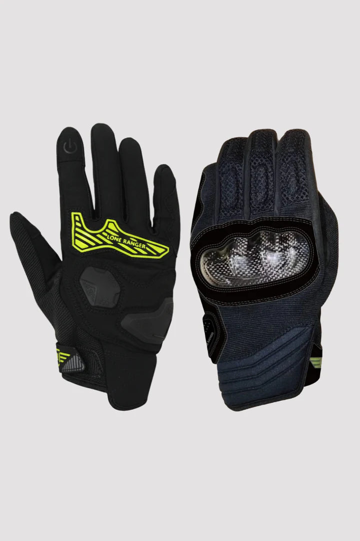 Lone Ranger Carbon-X Motorcycle Riding Gloves with Carbon Knuckle Protection