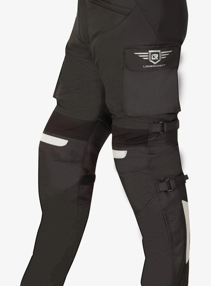 Lone Ranger Trotter Black Motorcycle Riding Trousers with Level 2 Armor and Tailbone Protector