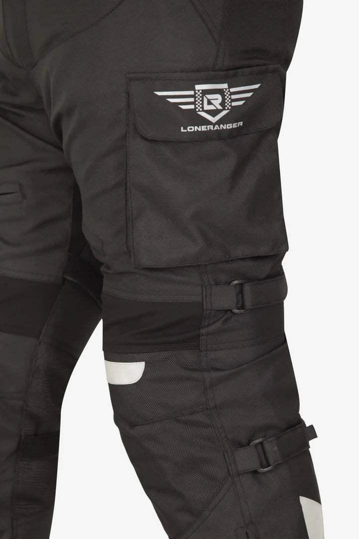 Lone Ranger Trotter Black Motorcycle Riding Trousers with Level 2 Armor and Tailbone Protector