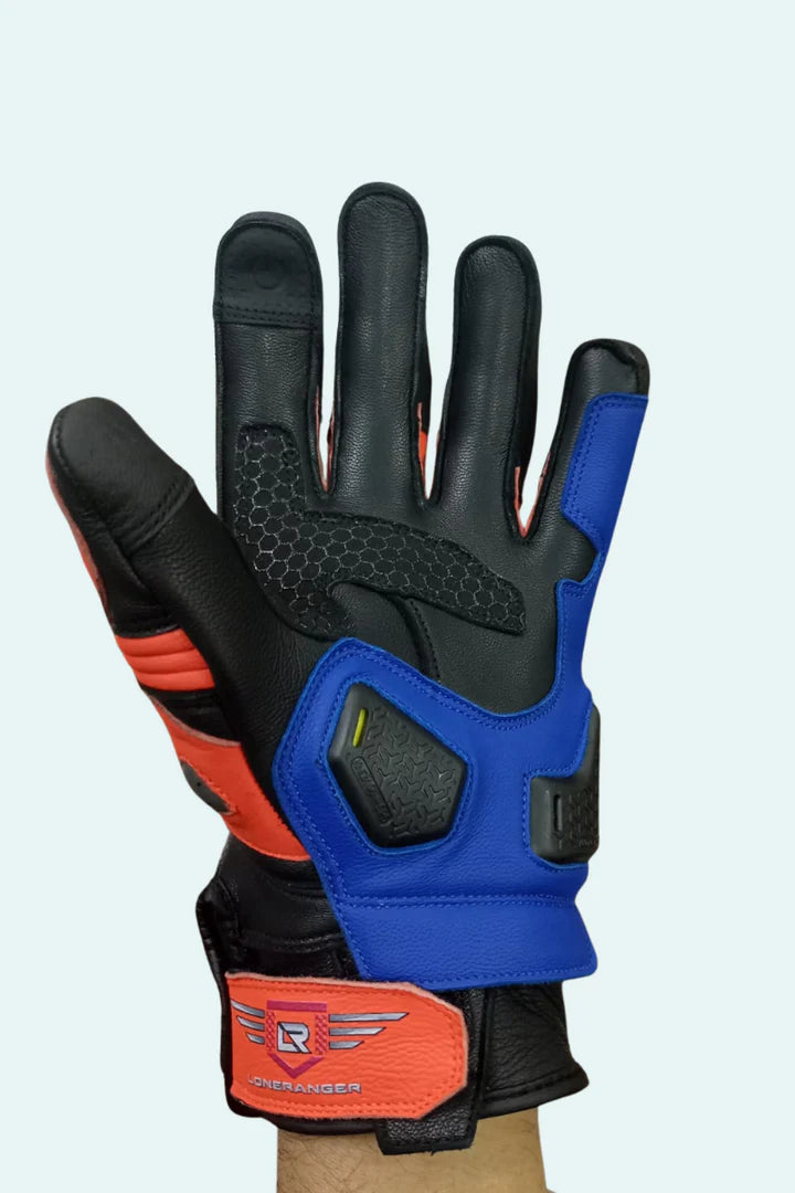 Lone Ranger Viking Leather Motorcycle Riding Gloves with Knox SPS Palm Sliders