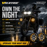 66BHP Valkyrie 120W Motorcycle Auxiliary LED Light 4.5 Inch
