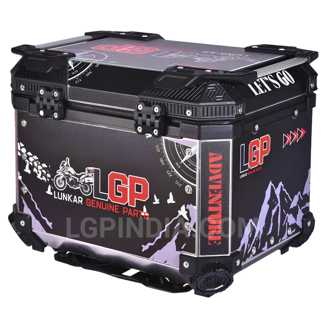 LGP 45L aluminium motorcycle top box with backrest

