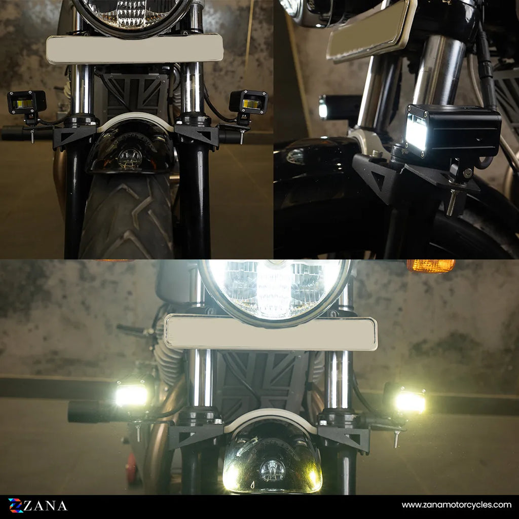 ZANA Fog Light ZFL-15 Universal LED Motorcycle Fog Lights with Bluetooth Controller, Dual Colour Lighting and CNC Aluminium Body | Legendary Custom