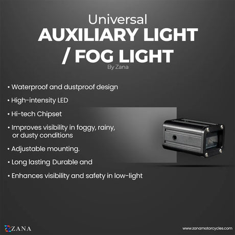 ZANA Fog Light ZFL-15 Universal LED Motorcycle Fog Lights with Bluetooth Controller, Dual Colour Lighting and CNC Aluminium Body | Legendary Custom