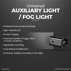 ZANA Fog Light ZFL-15 Universal LED Motorcycle Fog Lights with Bluetooth Controller, Dual Colour Lighting and CNC Aluminium Body | Legendary Custom