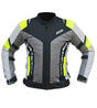 Bison ProGear Masculine V.2 grey hi-viz green motorcycle riding jacket front view

