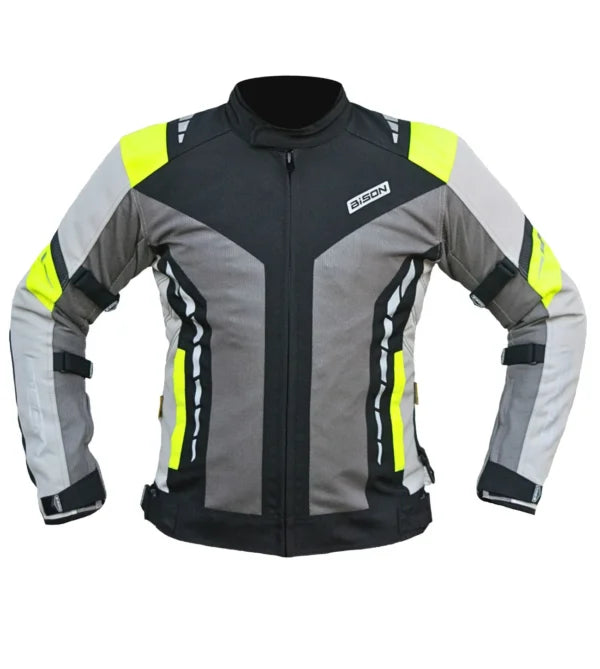 Bison ProGear Masculine V2 grey hi viz riding jacket
